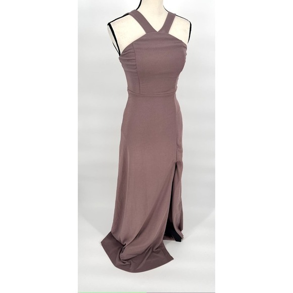 Birdy Grey Gene Bridesmaid Dress XS Dark Mauve Crepe‎ Gown - Picture 9 of 13